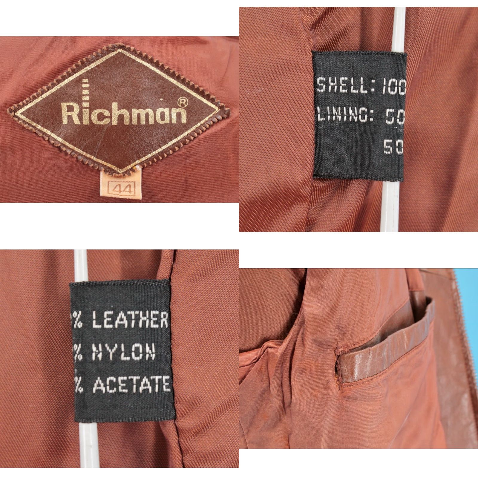 Vintage VINTAGE Richman Jacket 70s Leather Mens Sz 44 Brown 1970s Disco Western Size US S / EU 44-46 / 1 - 8 Thumbnail