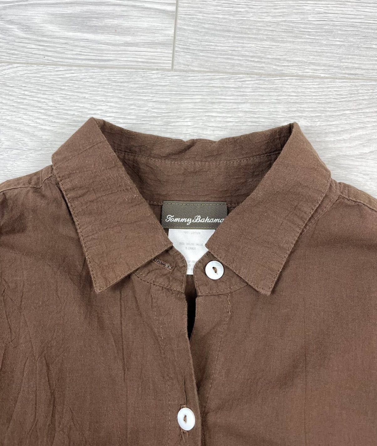 Tommy Bahama Tommy Bahama Brown Cotton Button Up Light Shirt XL Tall Size US XL / EU 56 / 4 - 6 Thumbnail
