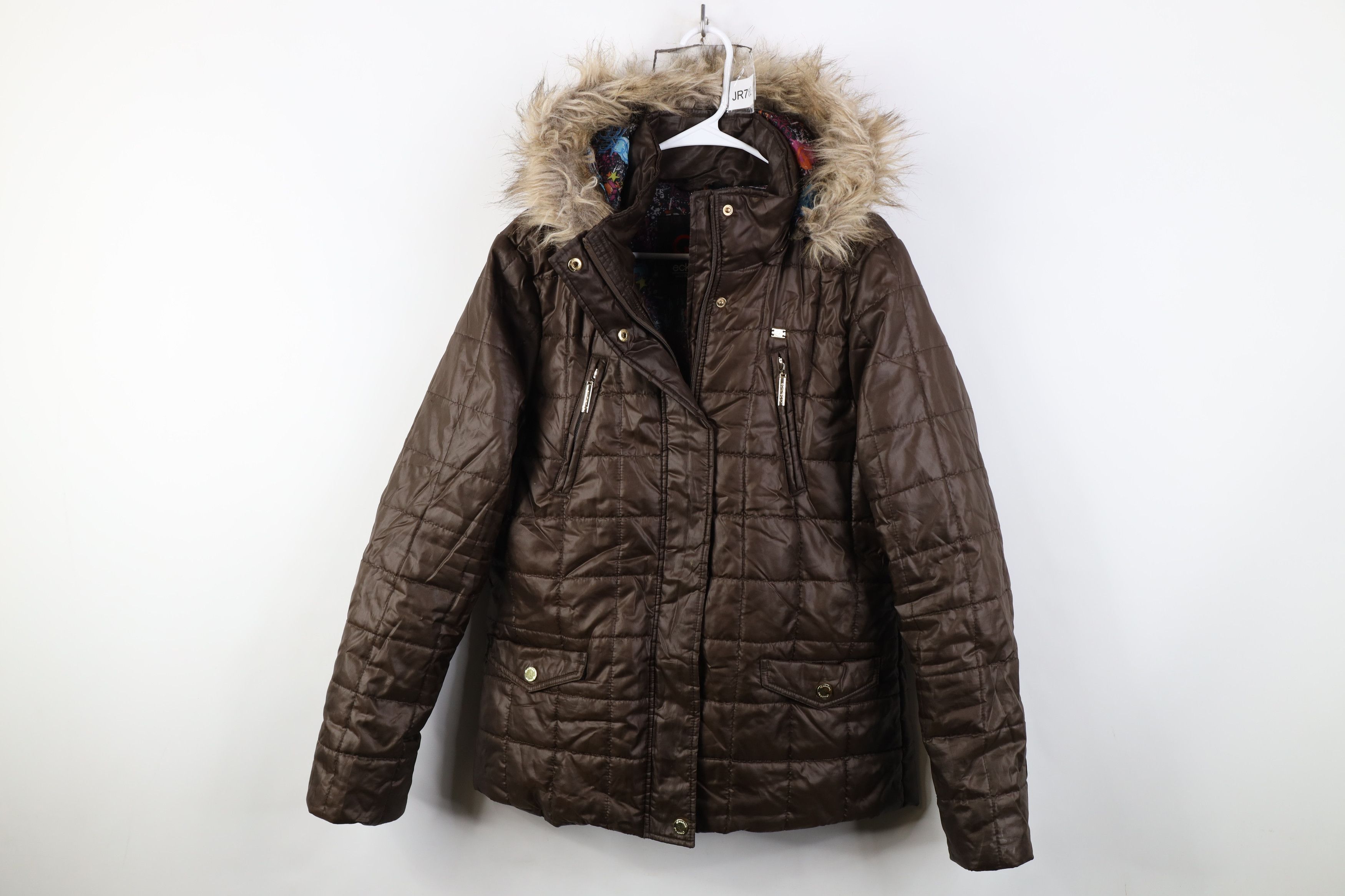 Vintage Vintage Y2K Ecko Faux Fur Trim Quilted Hooded Puffer Jacket Size L / US 10 / IT 46 - 1 Thumbnail