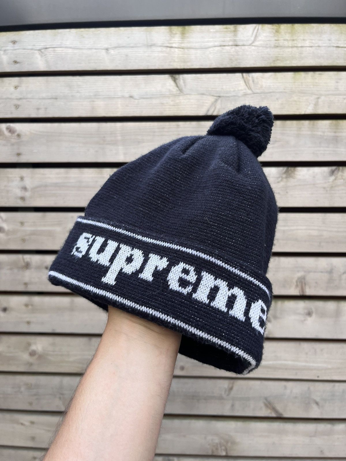 Supreme Supreme Hat Cap Big Logo Pom Beanie Size ONE SIZE - 3 Thumbnail