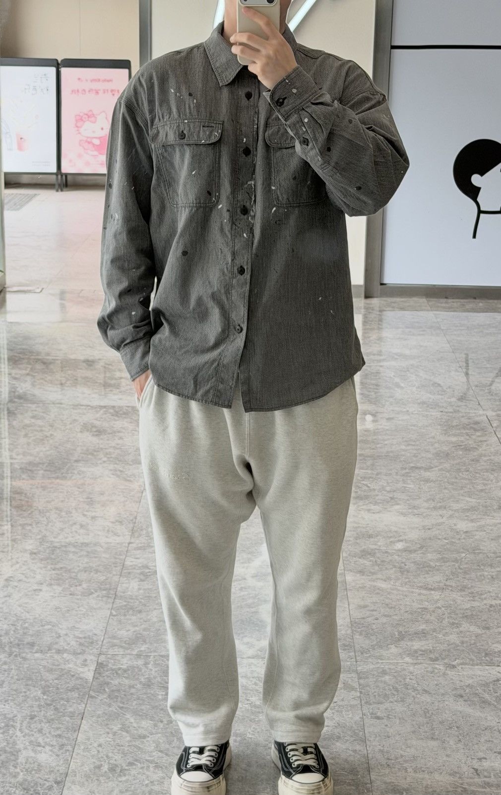 Visvim Super Rare VISVIM 26SS ICT LANGER CHAMBRAY L/S DMGD BLACK 3 Size US L / EU 52-54 / 3 - 11 Thumbnail