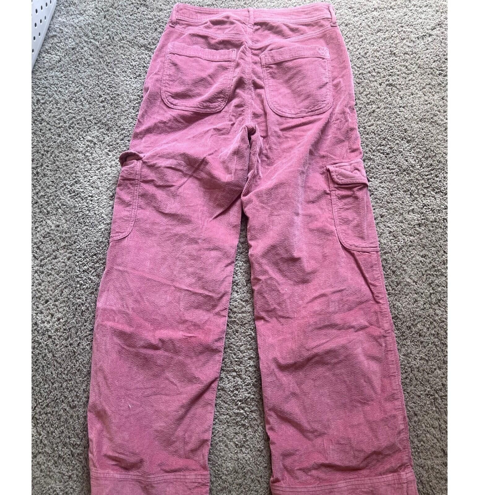American Eagle Outfitters American Eagle Cargo Pants Womens 6 Pink Corduroy Wide Leg Size 28" / US 6 / IT 42 - 3 Thumbnail