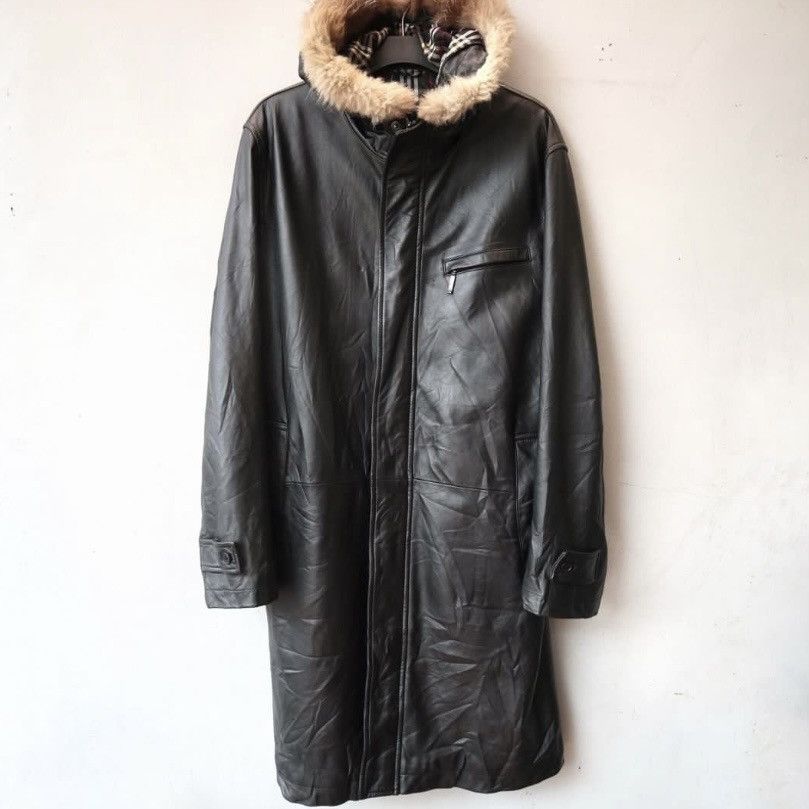 Black Label × Burberry × Genuine Leather Vintage Burberry Long Coat Fur Leather Jacket Size US L / EU 52-54 / 3 - 2 Thumbnail