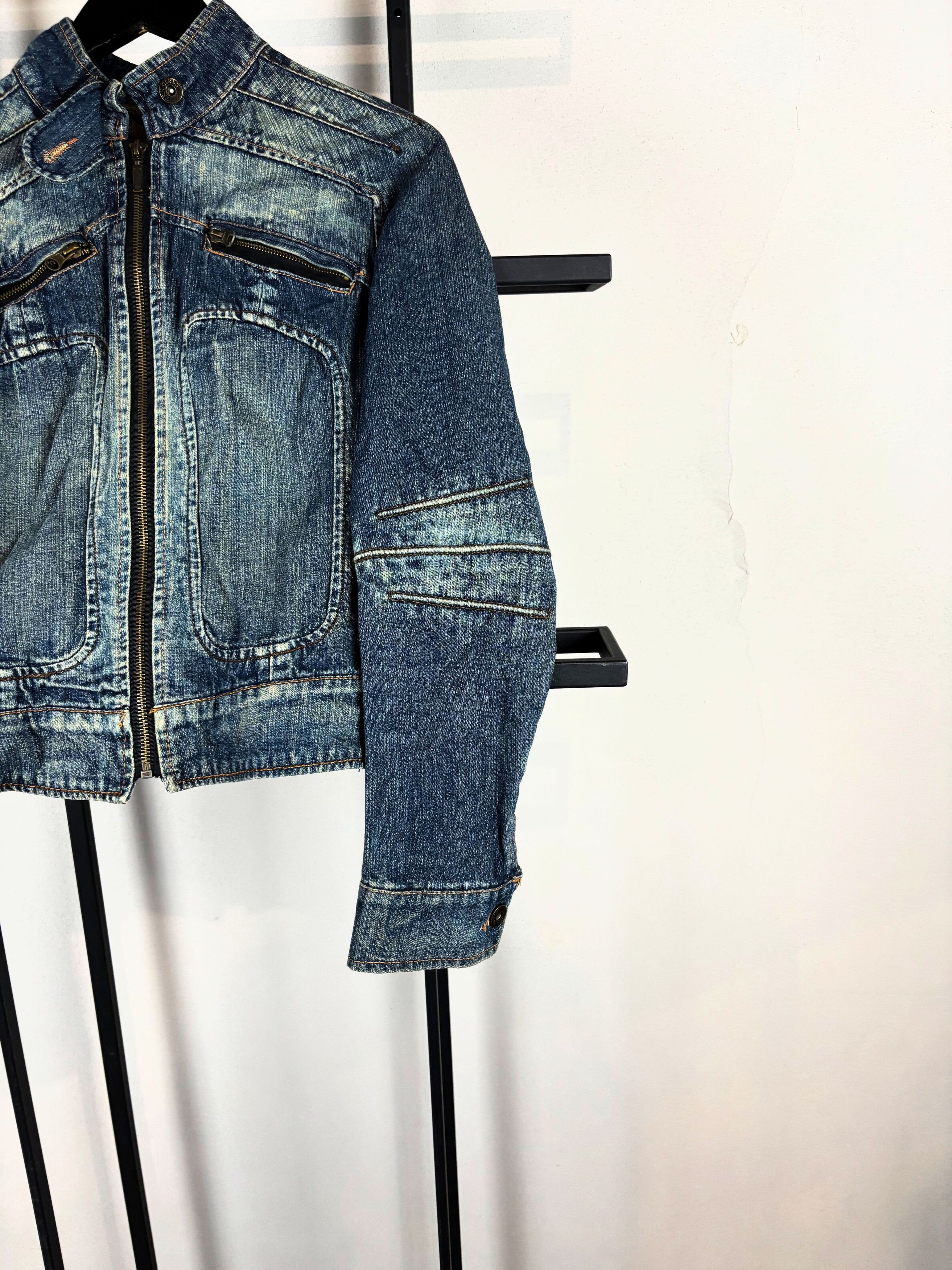 Other Vintage Denim Jacket Zip Up Faded Blue Y2K Biker Style Fit Size US XS / EU 42 / 0 - 3 Thumbnail