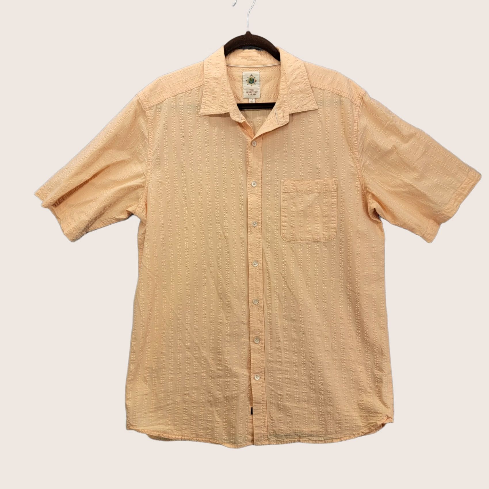 The Territory Ahead The Territory Ahead Shirt Mens LT Short Sleeve Button Up Peach Window Pane Size US L / EU 52-54 / 3 - 1 Thumbnail