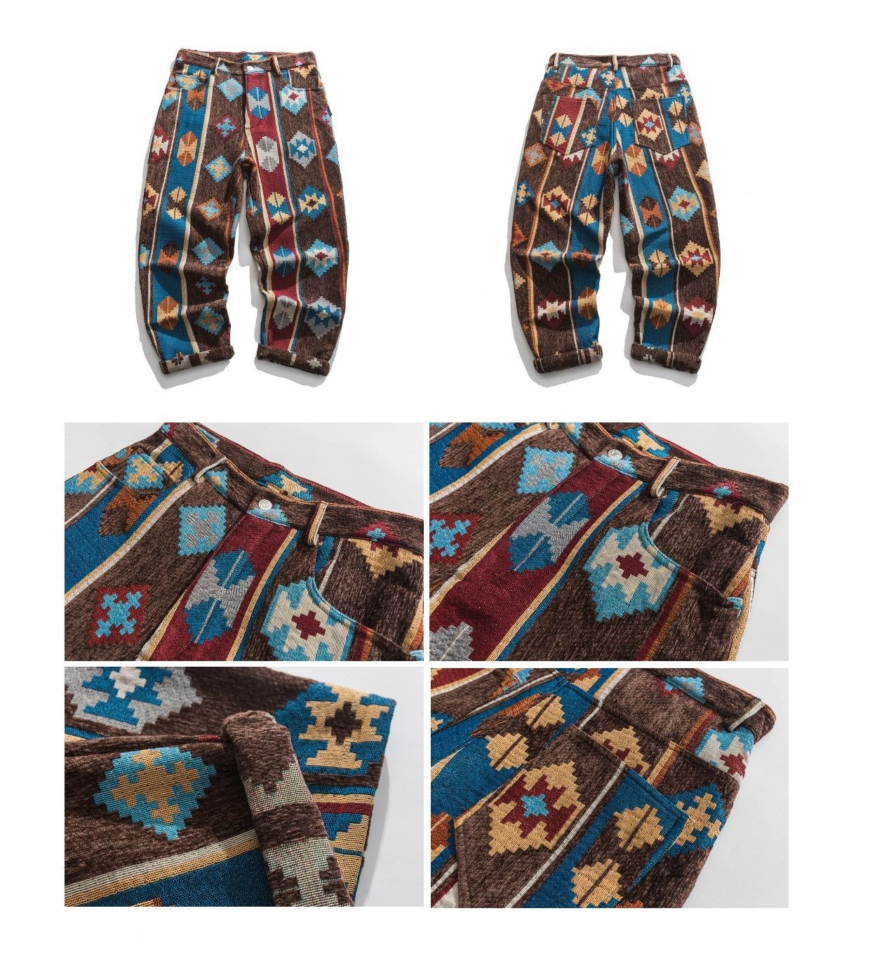 Designer × Japanese Brand American Streetwear Geometric Pattern Casual Pant Size US 34 / EU 50 - 3 Thumbnail