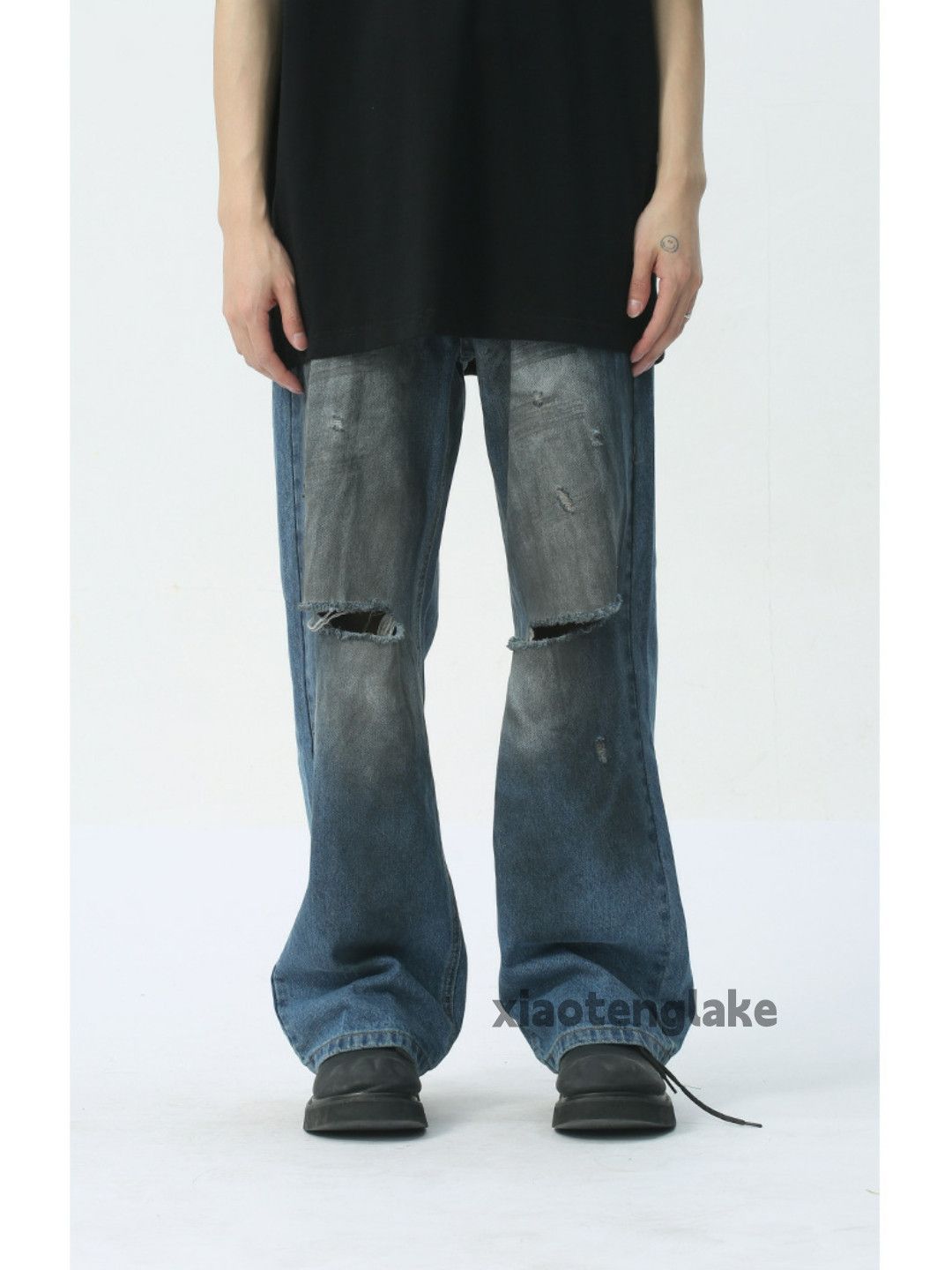 Jean × Vintage washed faded damaged ripped stain baggy jeans Size US 30 / EU 46 - 6 Thumbnail
