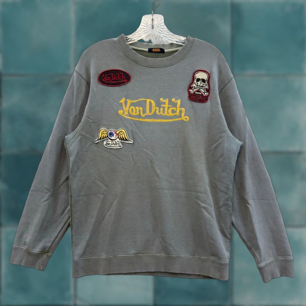 Von Dutch VINTAGE Von Dutch Sweatshirt Sweater XL Gray Grunge Goth Emo Punk Womens XL Size XL / US 12-14 / IT 48-50 - 1 Thumbnail