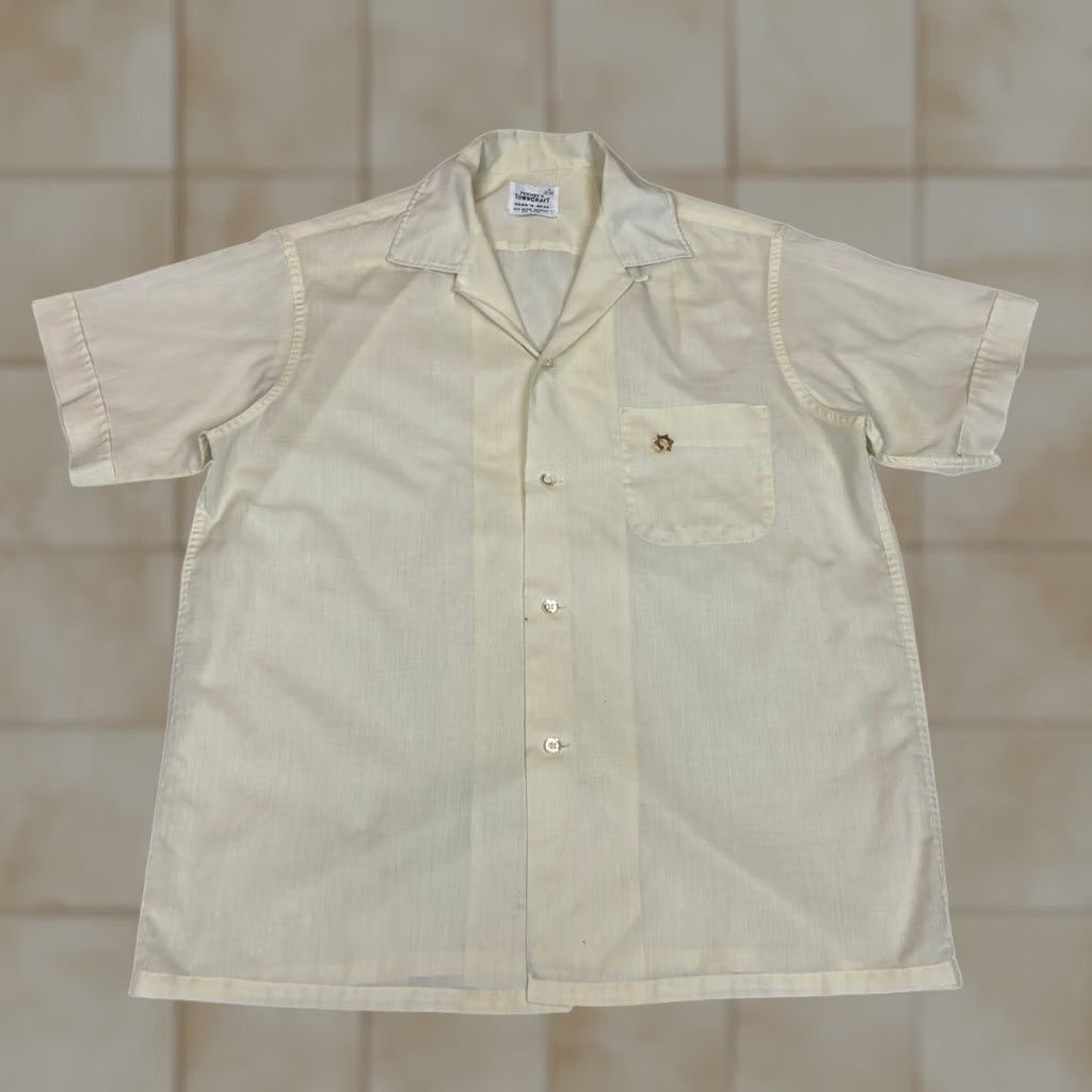 Vintage VINTAGE Penney's Towncraft Shirt M Cream 50s Loop Collar Button Up Rockabilly Mens Size US M / EU 48-50 / 2 - 1 Thumbnail