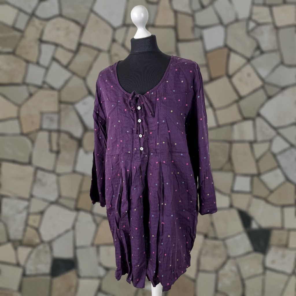 Vintage Gudrun Sjoden Tunic Shirt Womens L Organic Cotton Purple Polka Dot Boho Oversized Size L / US 10 / IT 46 - 1 Thumbnail