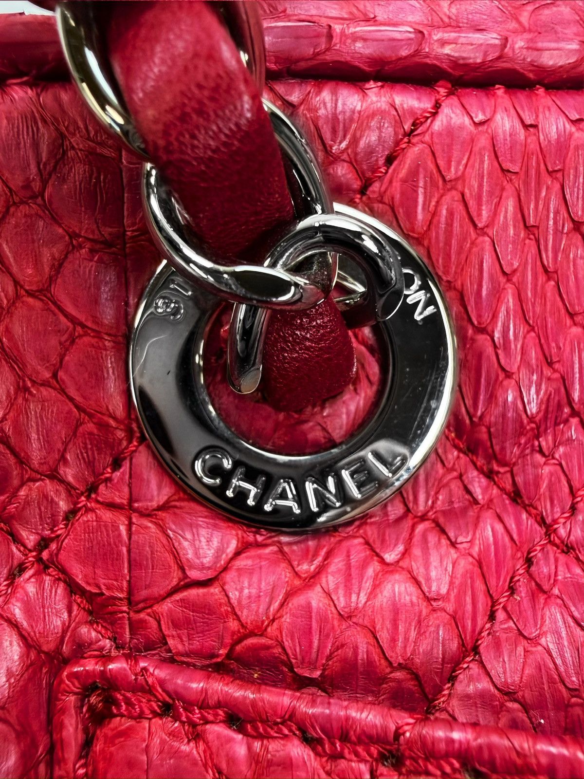 Chanel Chanel Pink Python Leather Quilted Flap Camera Bag Purse Size ONE SIZE - 3 Thumbnail