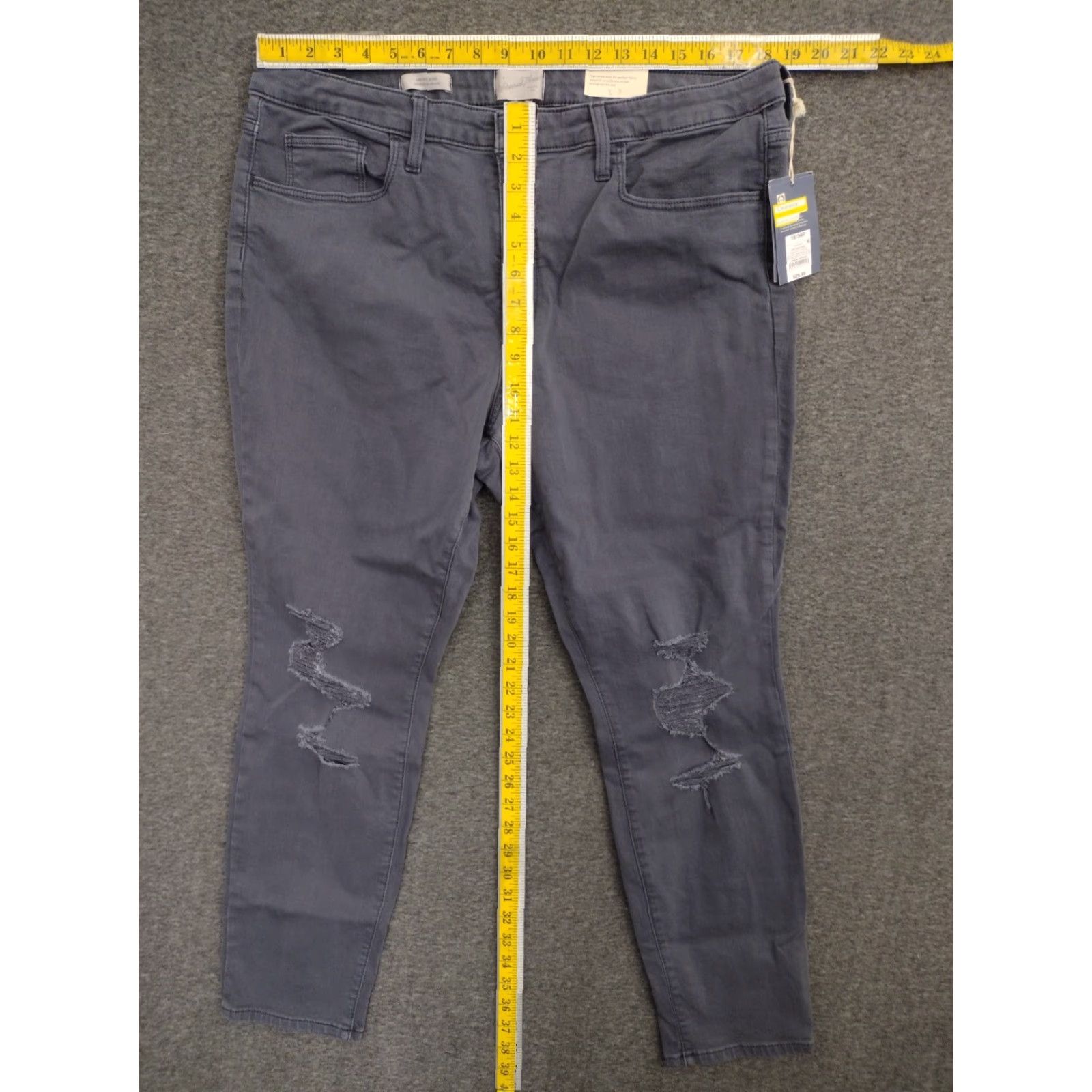 Vintage Universal Thread Women's Jeans Distressed High Rise Skinny Dark Purple 18/34R Size 40" / US 18 - 4 Thumbnail