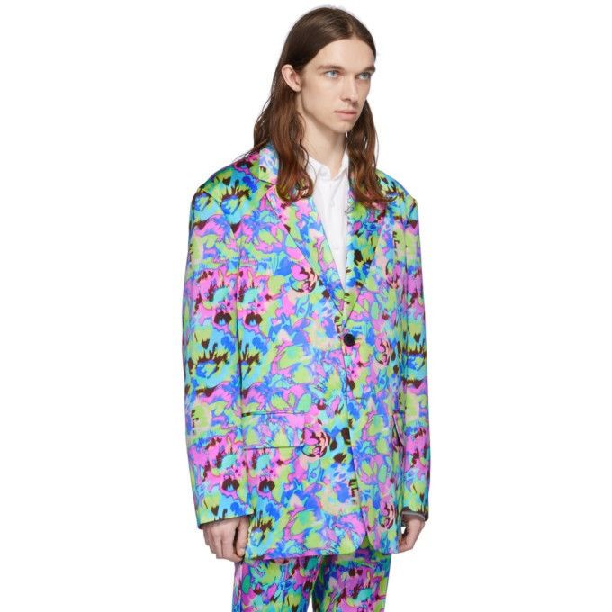 Dries Van Noten Dries Van Noten Oversized Multicolor Neon Floral Blazer Size 50R - 8 Thumbnail