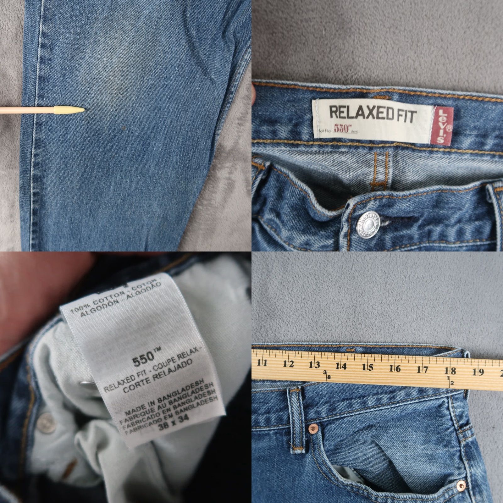 Levi's VINTAGE Levi's 550 Jeans Blue Denim 5-Pocket Relaxed Fit Mens Size 38x34 (36.5x32.5) Blue With Red Tab Size US 38 / EU 54 - 8 Thumbnail