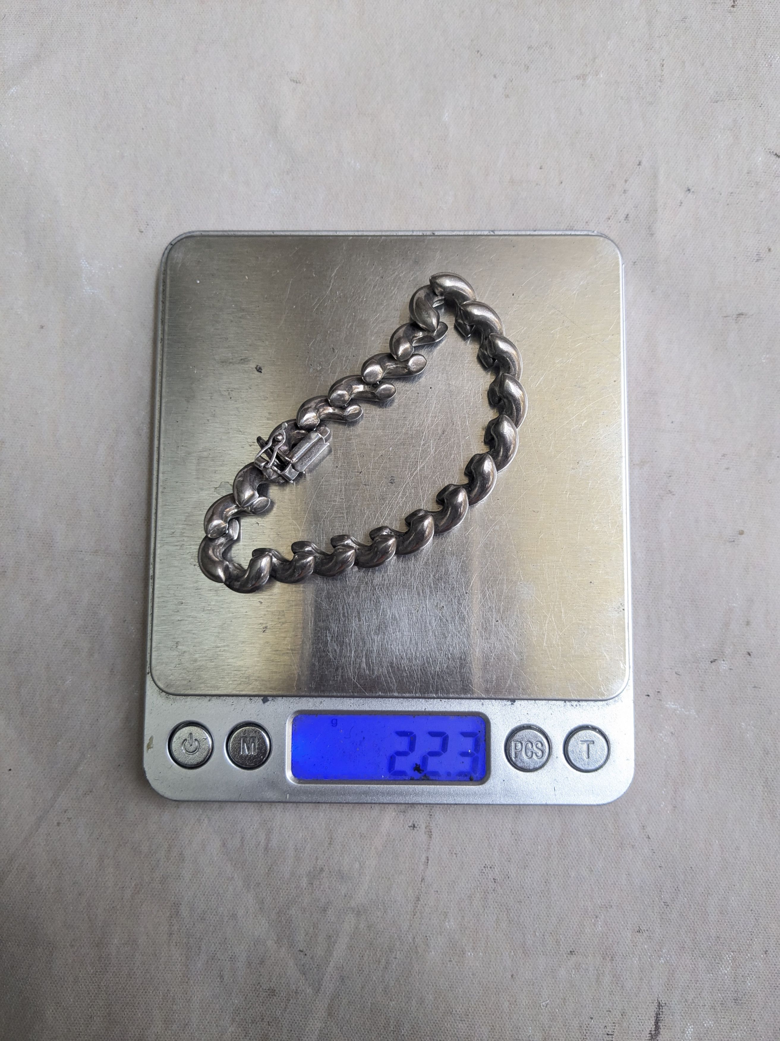 Vintage Vintage Sterling Silver Bracelet San Marcos Macaroni 7 Size ONE SIZE - 16 Thumbnail
