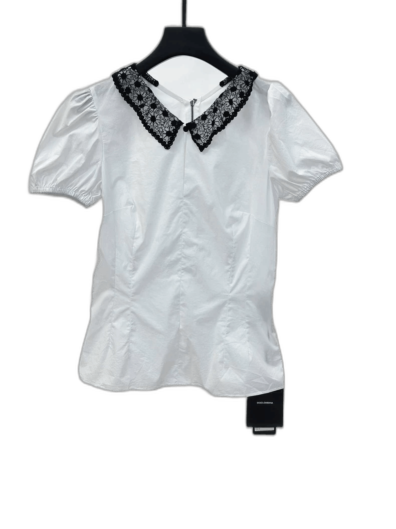 Dolce & Gabbana Dolce&Gabbana White Lace Collar Shirt Size S / US 4 / IT 40 - 1 Thumbnail
