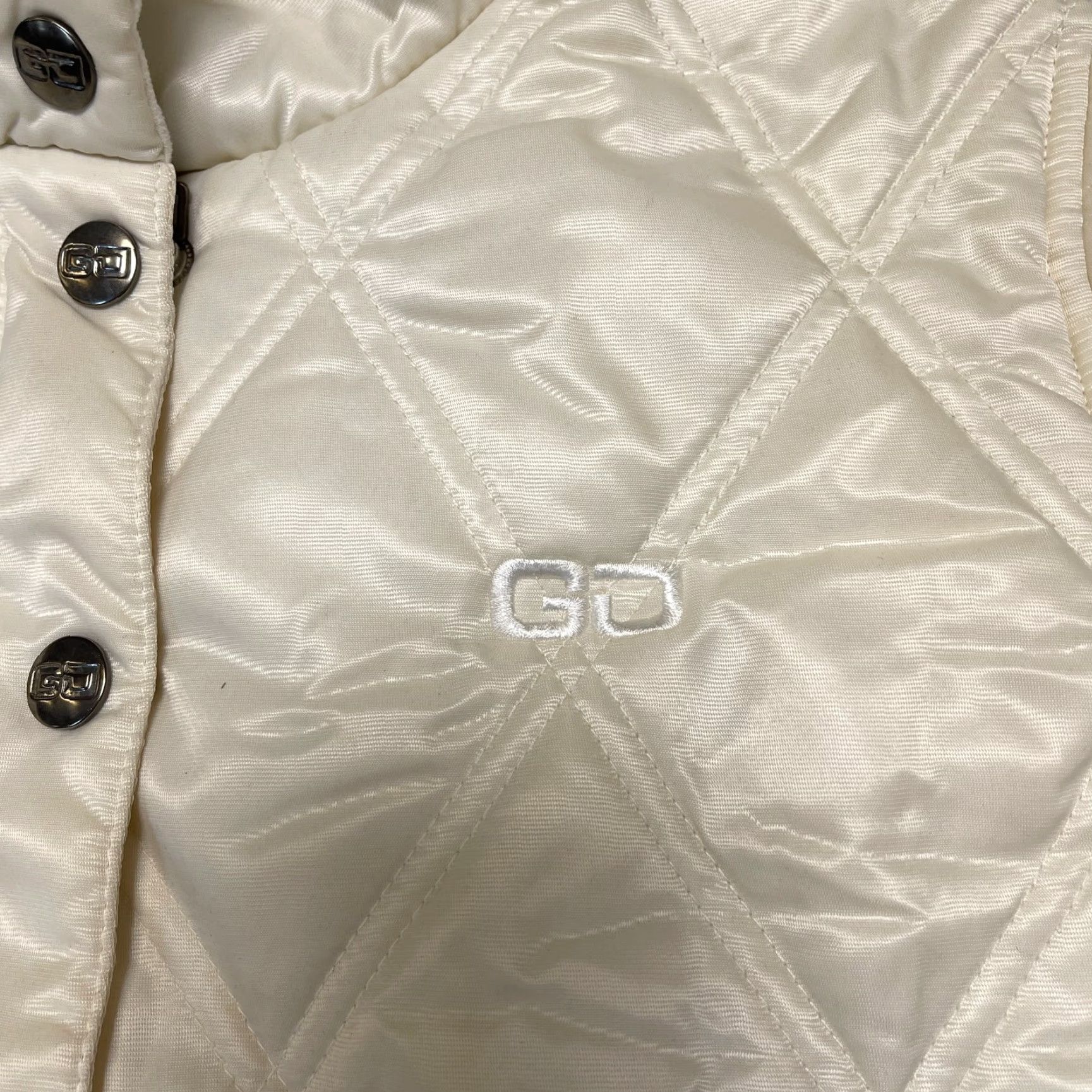 Guess VINTAGE Guess Puffer Jacket Womens M White Fleece Lined Quilted Snap Front Y2K Size M / US 6-8 / IT 42-44 - 6 Thumbnail