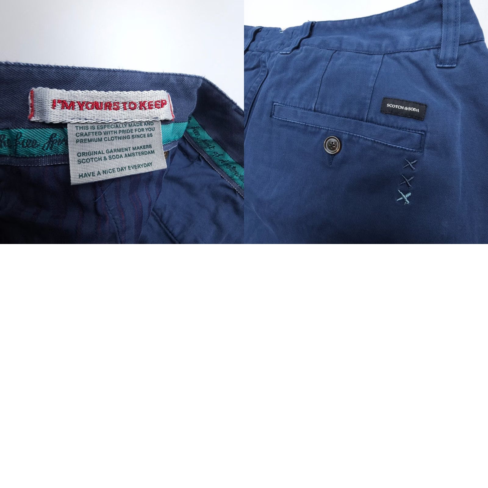Scotch & Soda Scotch & Soda Pants Mens 33 x 30 Blue Chino Slim Straight Flat Front Twill Cotton Size US 33 - 9 Thumbnail