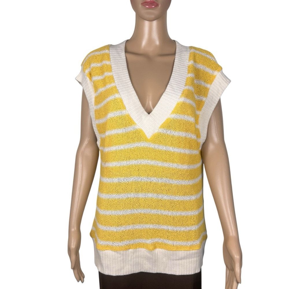 Zara NWT New Zara Yellow White Striped Knit Top Size S Size S / US 4 / IT 40 - 3 Thumbnail