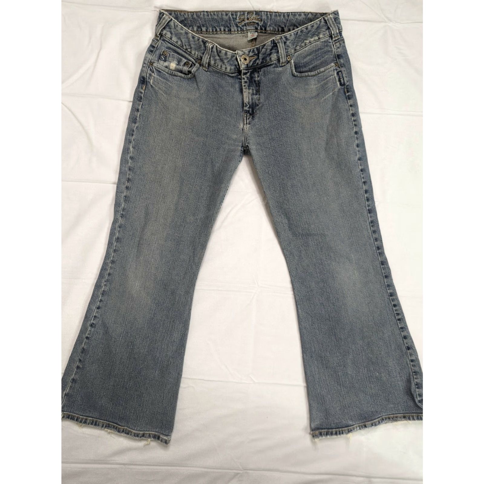 Silver Jeans Co. VINTAGE Silver Jeans Matrix Flare Jeans Women 33x31 33x26 Dark Denim Blue 00s M5J Womens Jeans Size 24" / US 00 / IT 34 - 2 Thumbnail