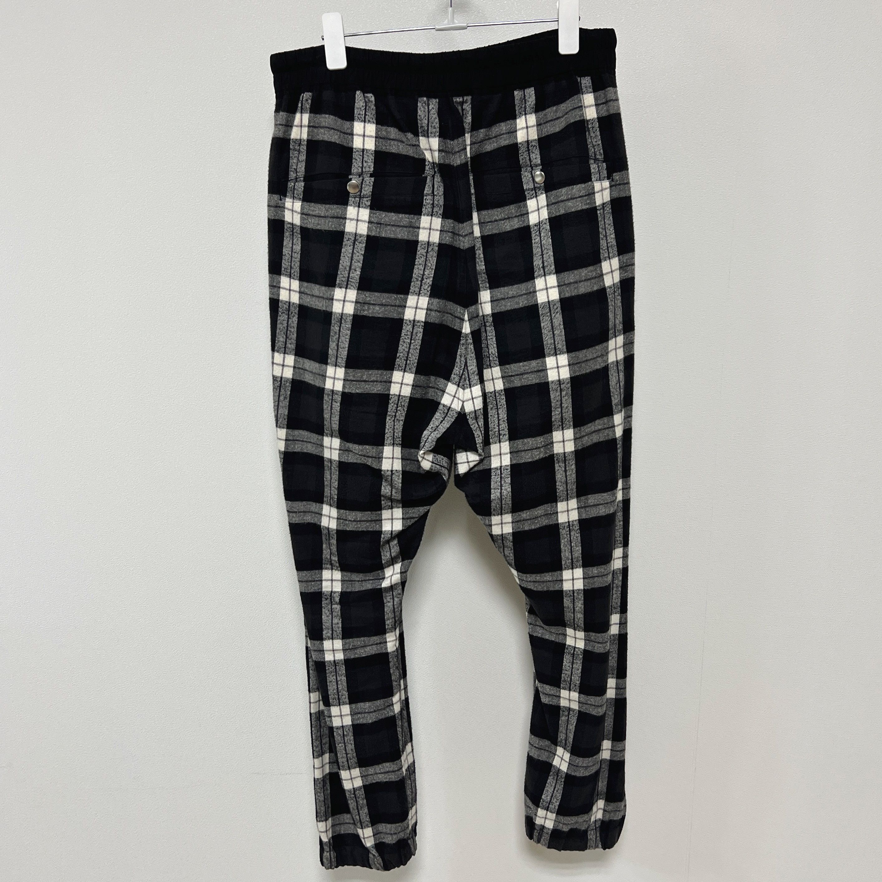 Rick Owens Rick Owens SS19 "BABEL" Drawstring Black Plaid Track Pants Size US 32 / EU 48 - 4 Thumbnail