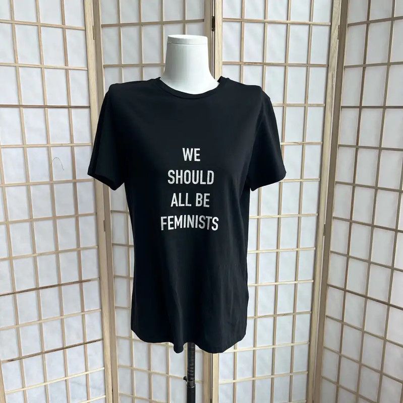 Dior Dior Black Cotton Feminist T-Shirt 0089 Size S / US 4 / IT 40 - 1 Thumbnail