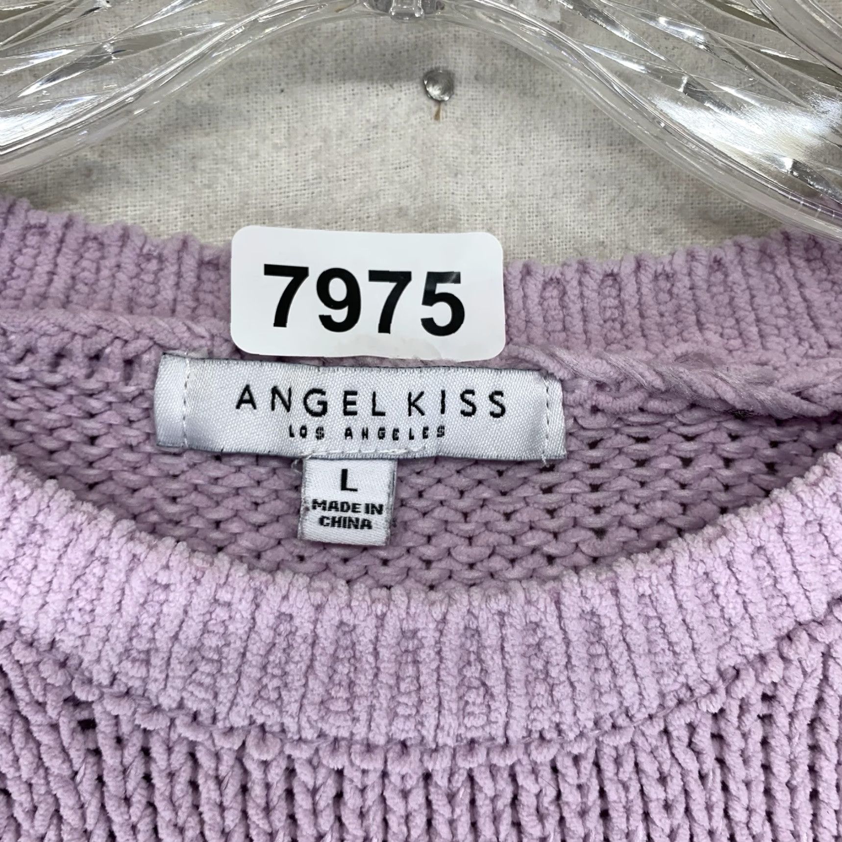 Vintage Women's Large Lavender Daisy Knit Crop Pullover Stretchy Sweater Breathable Size L / US 10 / IT 46 - 4 Thumbnail