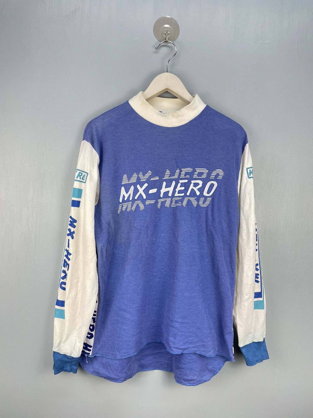 image of Heroes Motors Studio x Vintage Mx-Hero Motocross Bmx Jersey in Blue, Men's (Size Large)