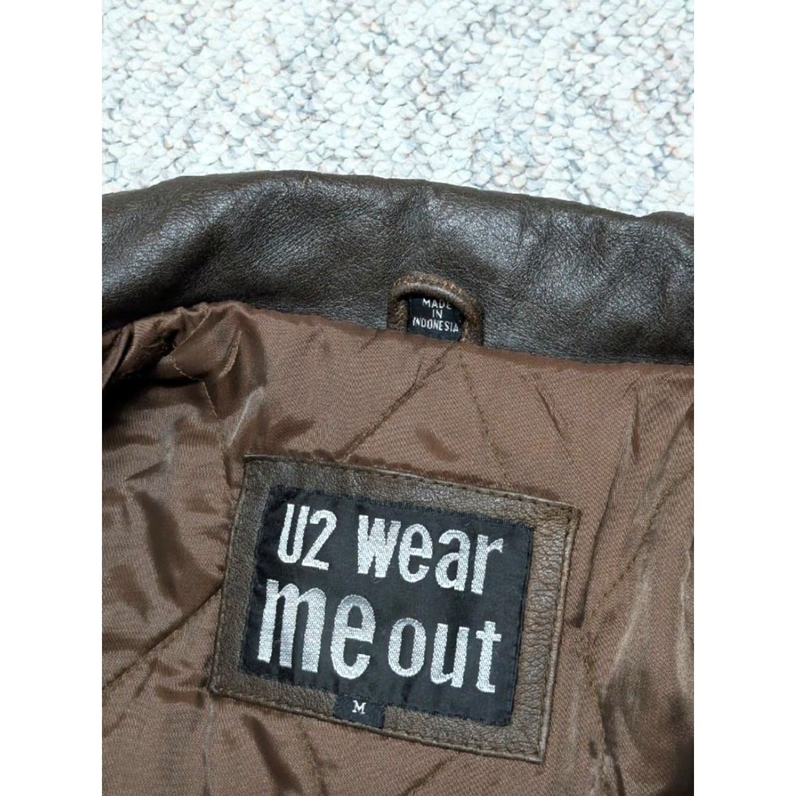 Vintage VINTAGE bomber jacket Mens Leather Brown 42 1980s 1990s Mad Max PATINA motorcycle zipper snap U2 Wear Me Out Size US M / EU 48-50 / 2 - 6 Thumbnail