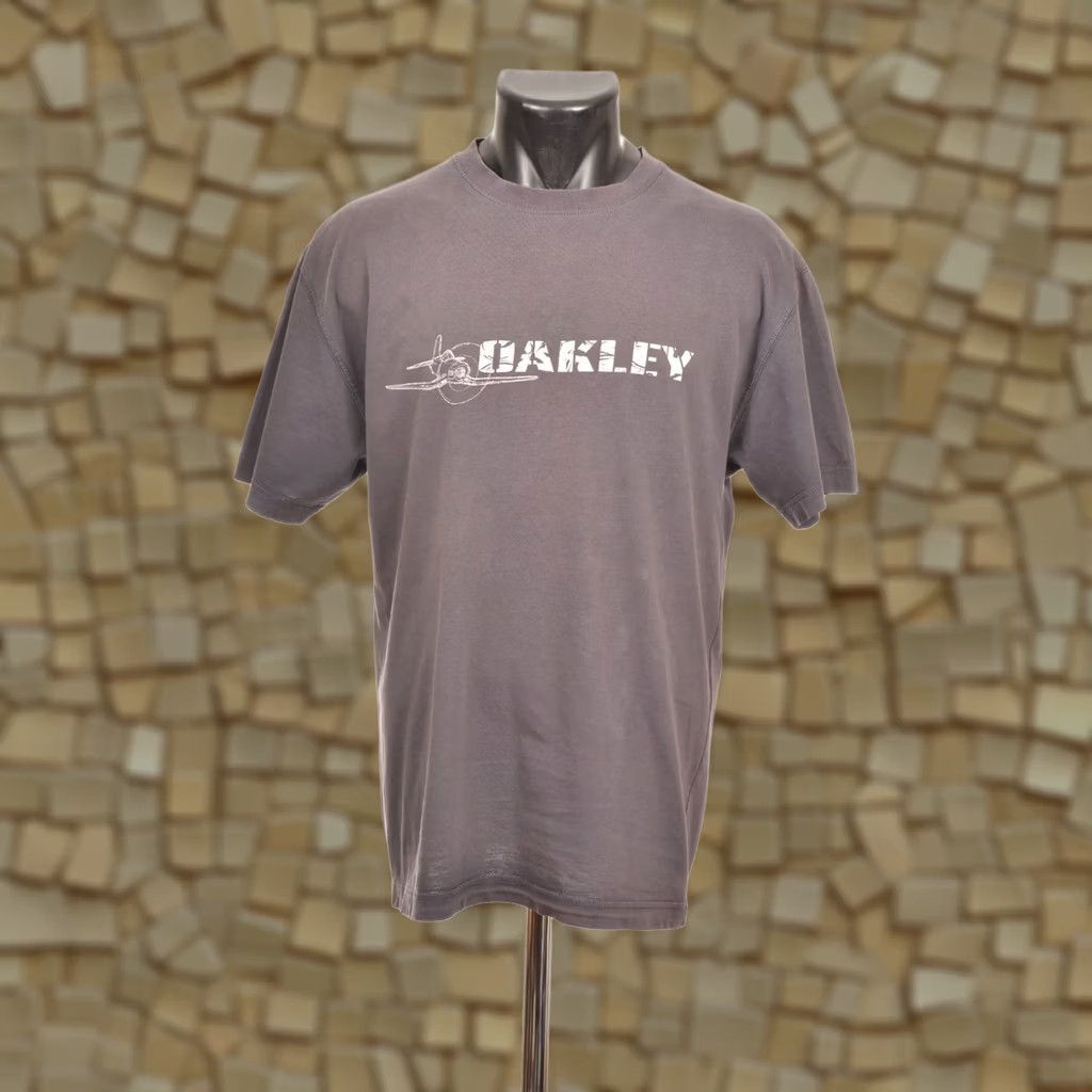 Oakley VINTAGE Oakley Plane Logo T-Shirt Mens M Gray Short Sleeve 100% Cotton Size M Size US M / EU 48-50 / 2 - 1 Thumbnail