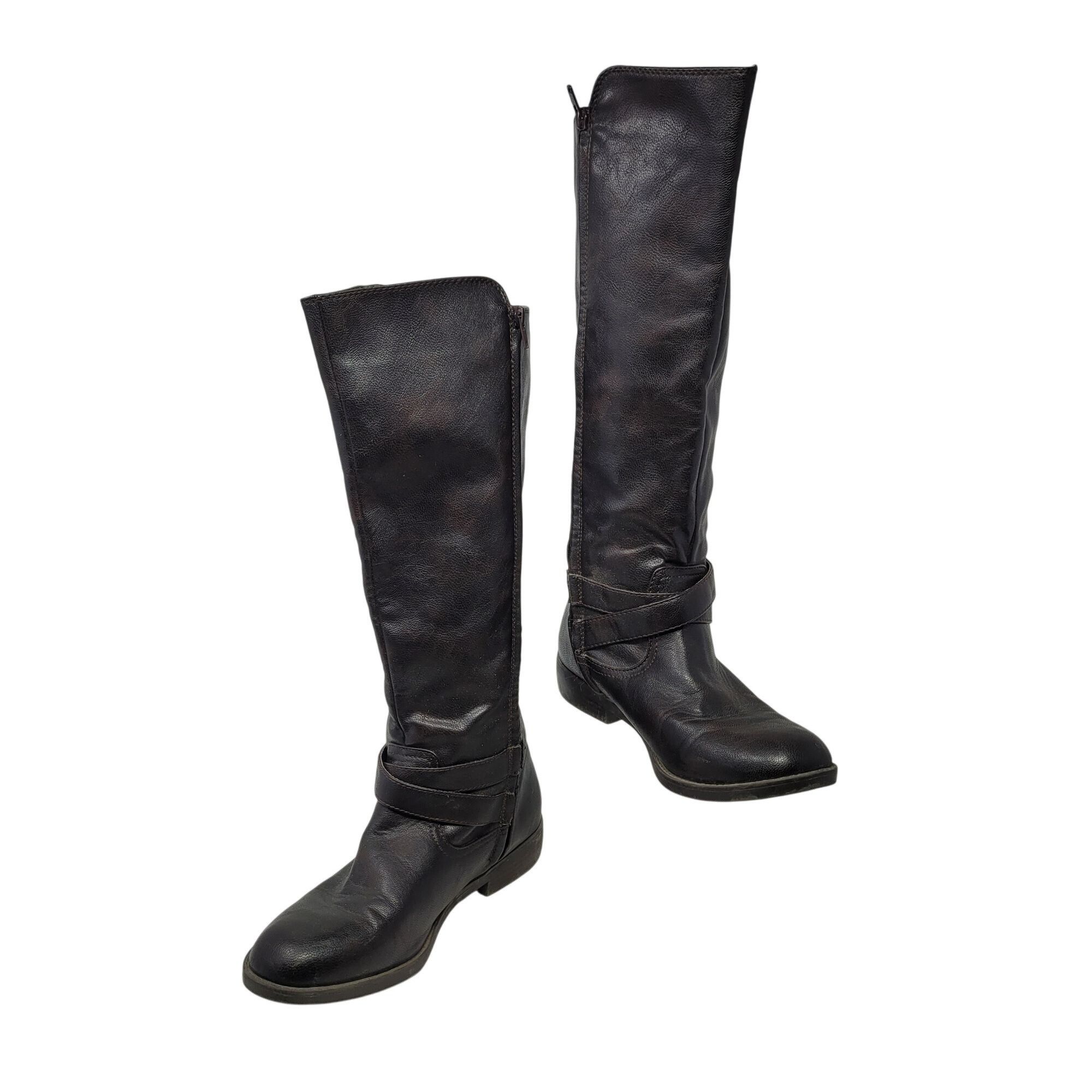 Designer Report Harmoni Womens Vegan Tall Brown Knee-High Buckle Boot Size US 10 / IT 40 - 14 Thumbnail