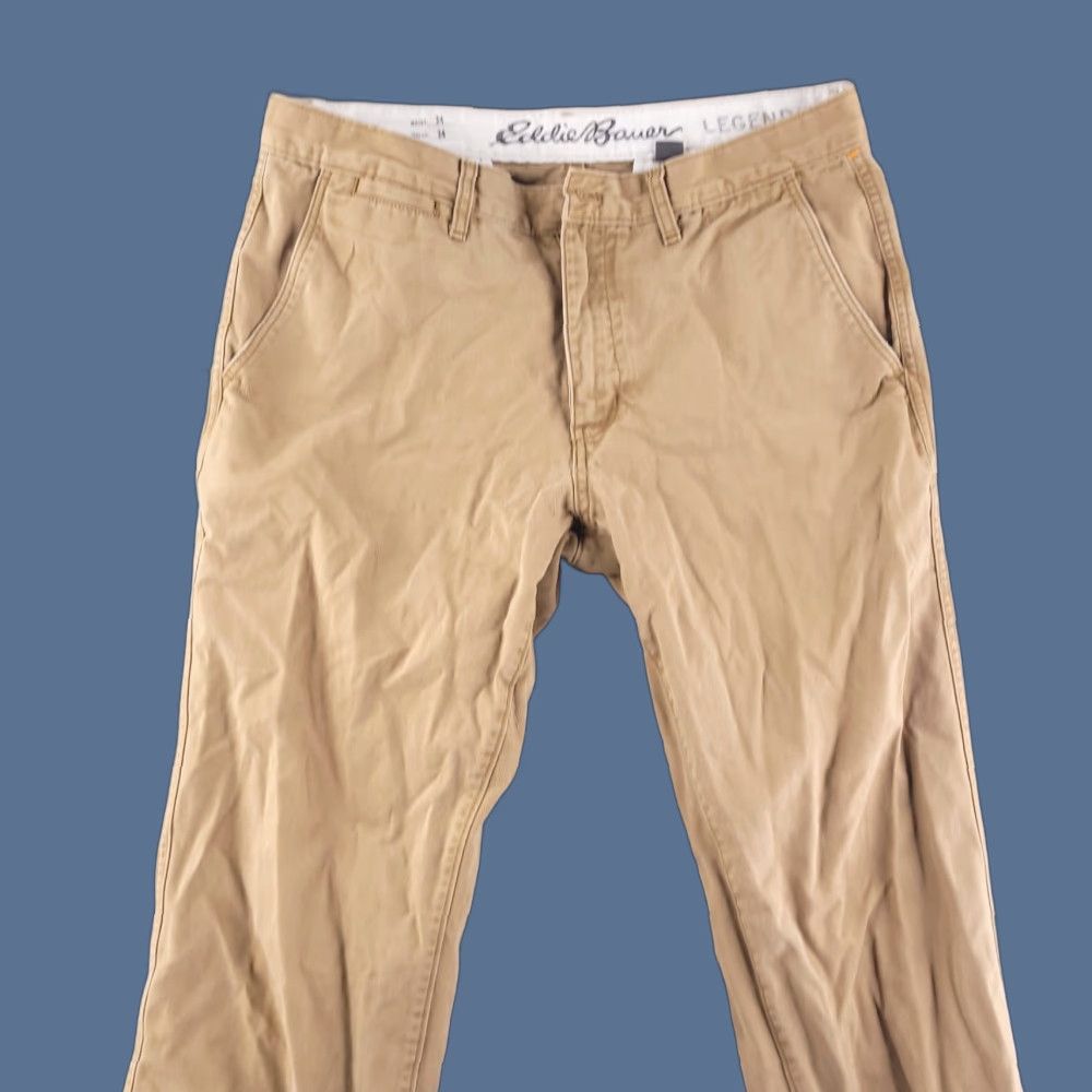 Eddie Bauer Eddie Bauer Pants Mens 33x32 Beige Chino Straight Flat Front Regular Washed Vintage? No Size US 33 - 1 Thumbnail