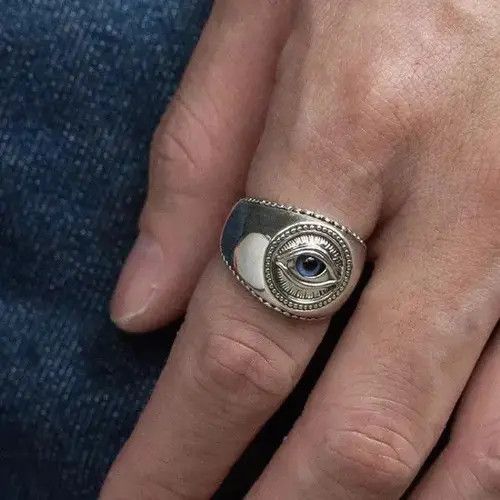 Ring Of Fire Silver Eye Ring Size 7 8 9 10 Size ONE SIZE - 4 Thumbnail