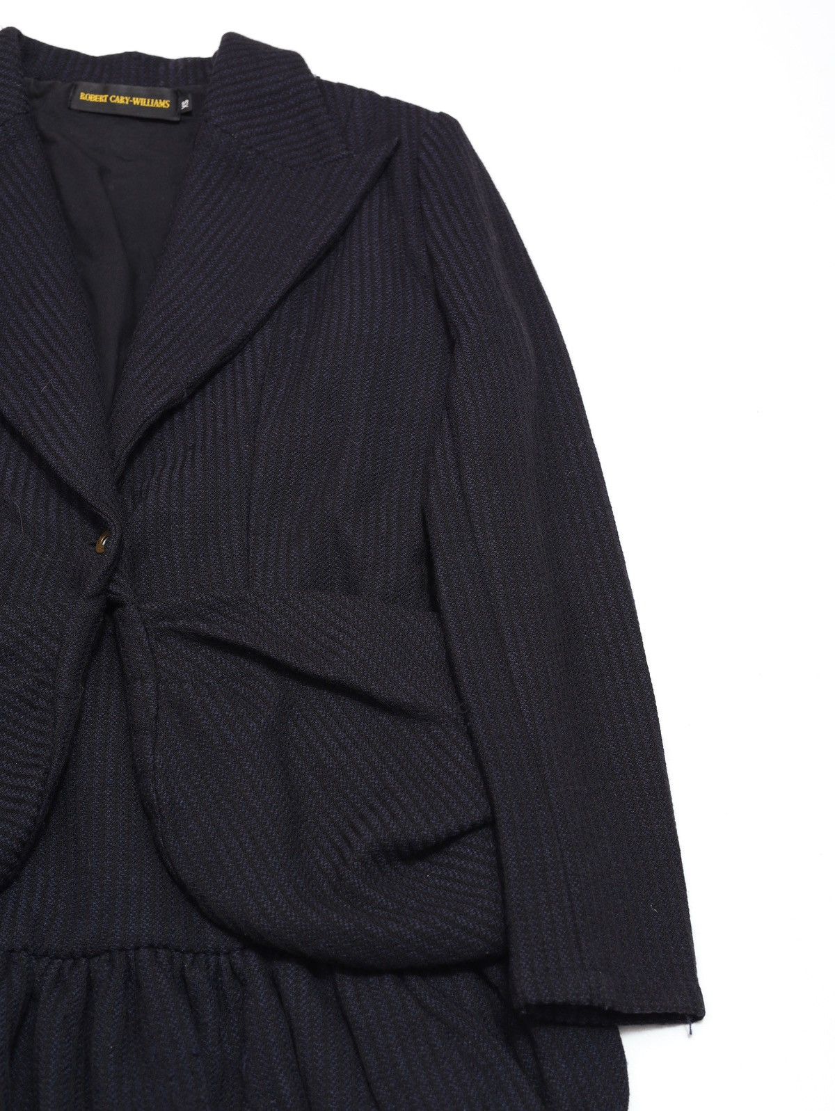 Other Robert Cary Williams Navy Wool Striped Long Blazer Jacket Size XS / US 0-2 / IT 36-38 - 7 Thumbnail