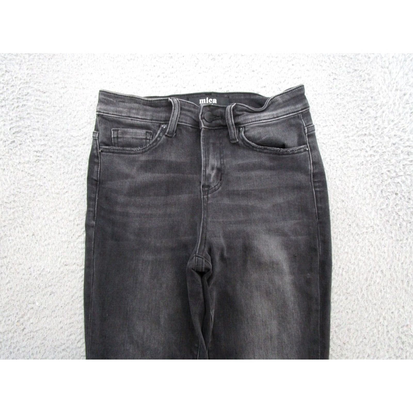 Vintage Mica Los Angeles Women's Black Stretch Denim High Rise Raw Hem Jeans Size 25 Size 42" / US 20 - 3 Thumbnail