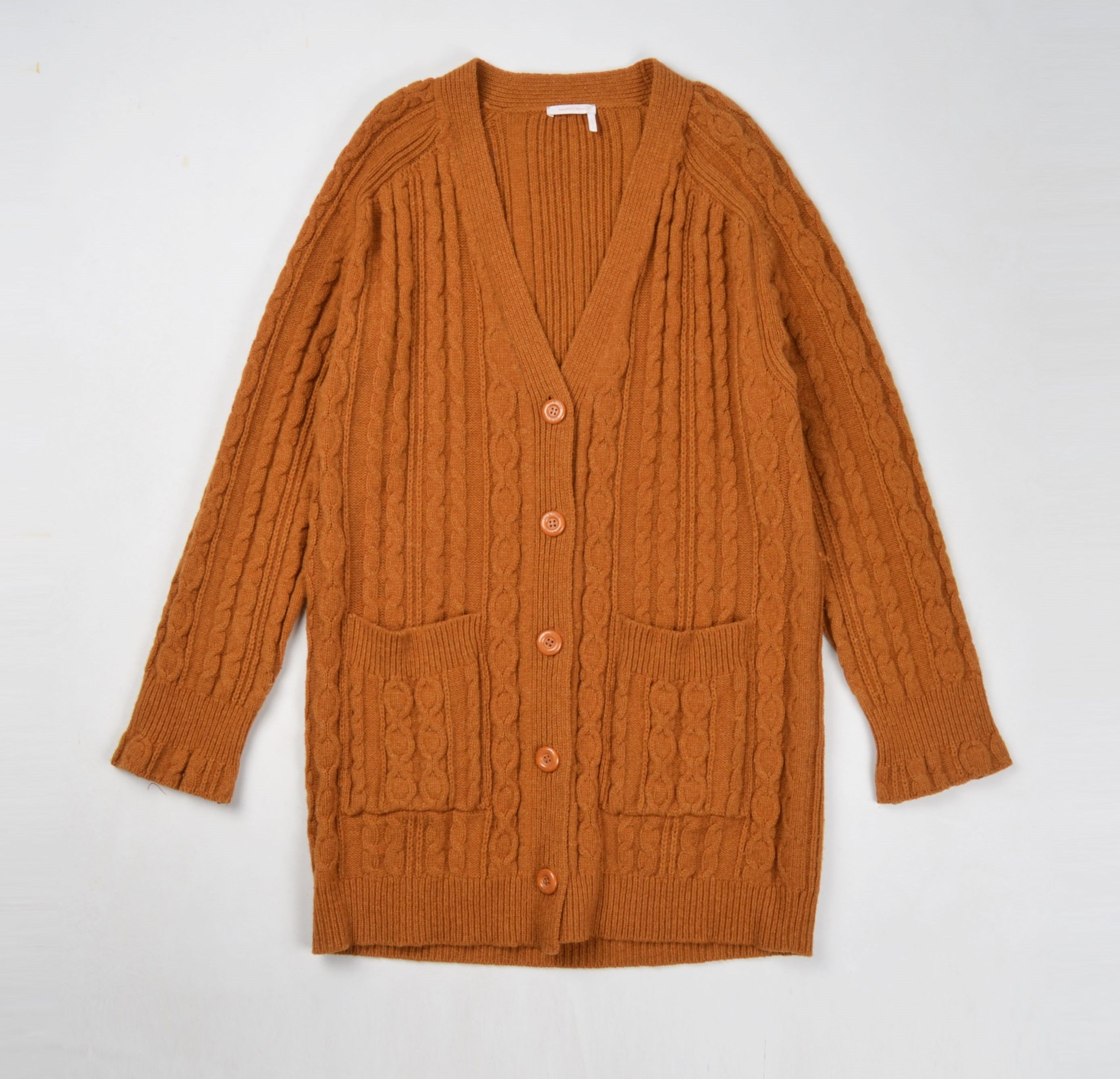 Chloe See by Chloe Cable Knit Autumnal Brown Long Cardigan Size M / US 6-8 / IT 42-44 - 4 Thumbnail