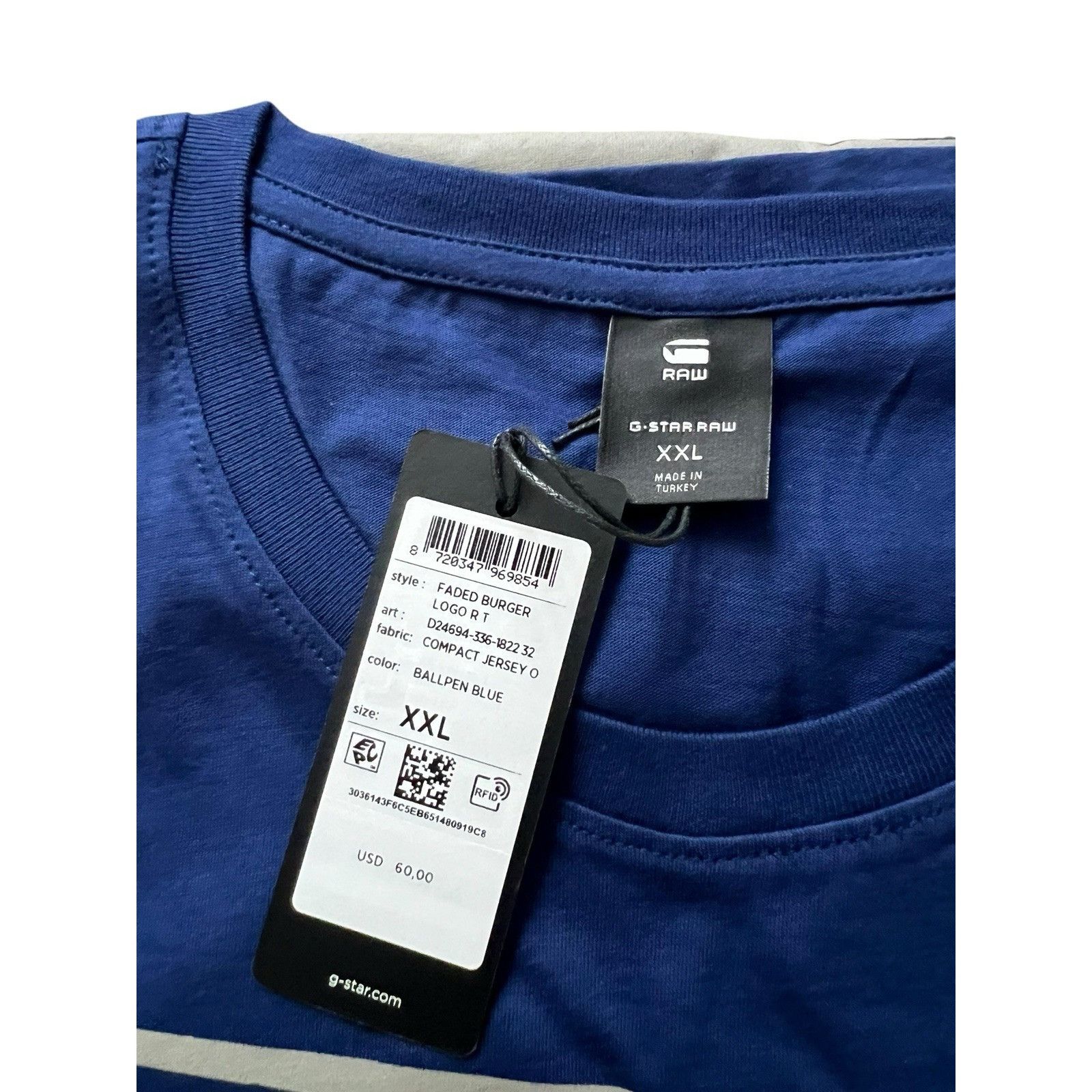 G-Star G-Star Raw Mens Faded Burger T-Shirt Bullpen Blue Size 2XL Size US XXL / EU 58 / 5 - 5 Thumbnail
