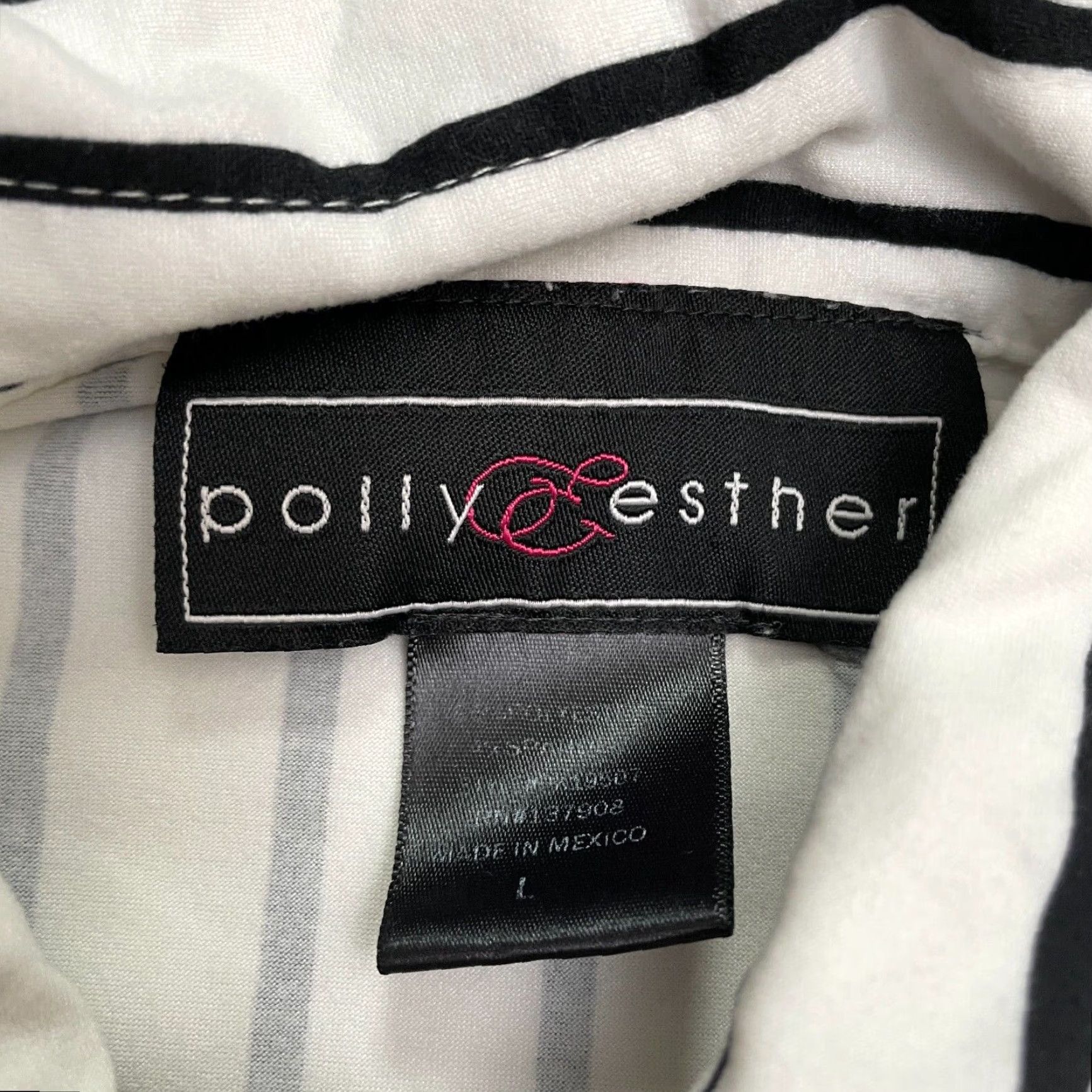 Vintage Polly & Esther Button Up Shirt Women's Large White Striped Sleeveless Casual Global Brand Shirt Top L White Womens Size L / US 10 / IT 46 - 7 Thumbnail