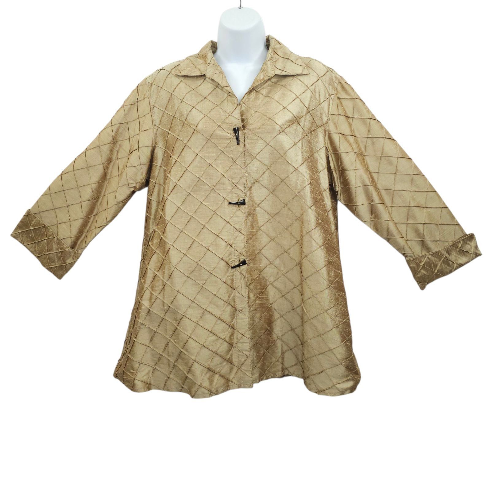 Other Yak Magik Jacket L Gold Metallic Vtg Diamond Pintuck Quilted Size L / US 10 / IT 46 - 1 Thumbnail