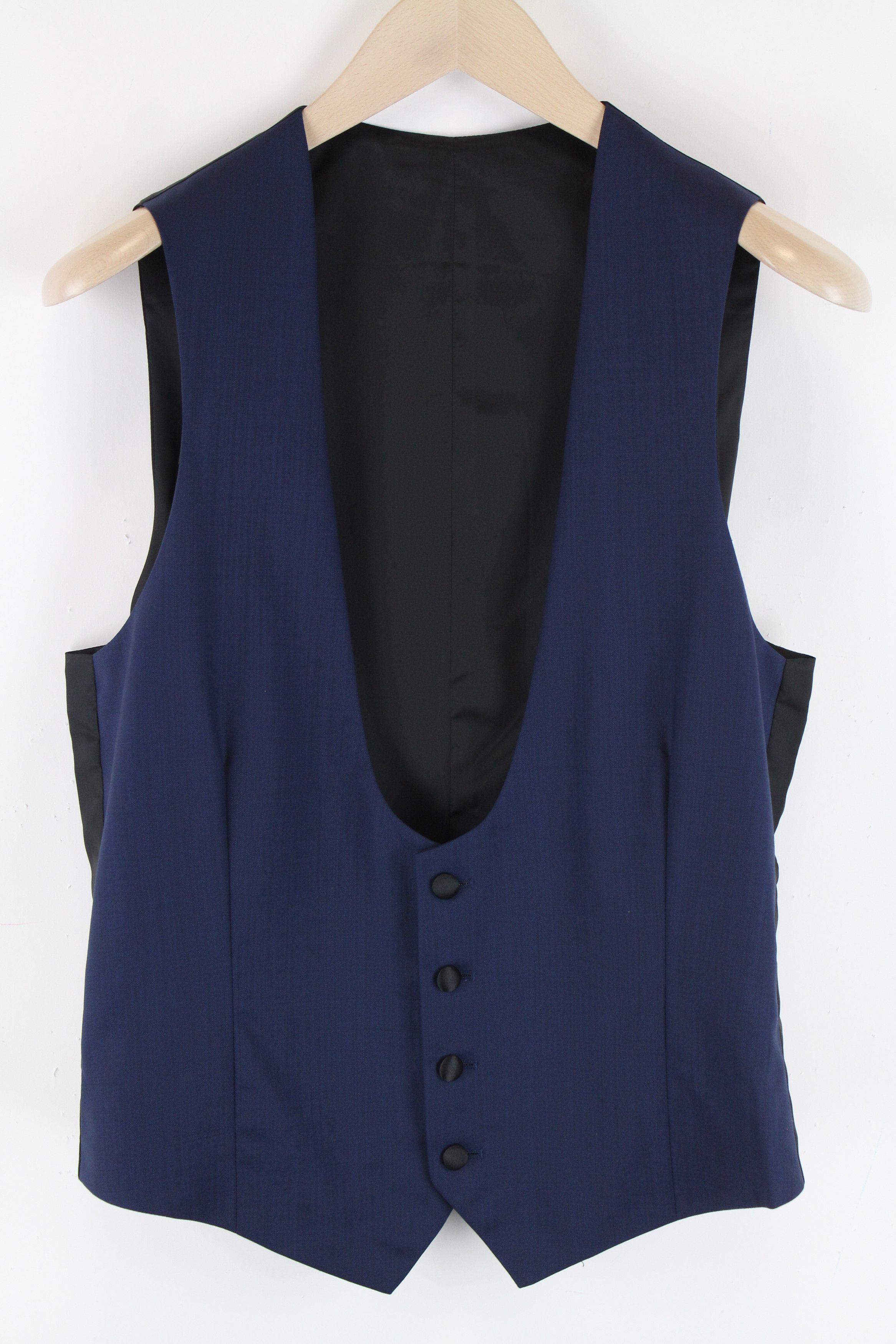 Suitsupply LAZIO UK38 Blue Wool Single-Breasted U-neck Waistcoat 60873 Size 38R - 1 Thumbnail