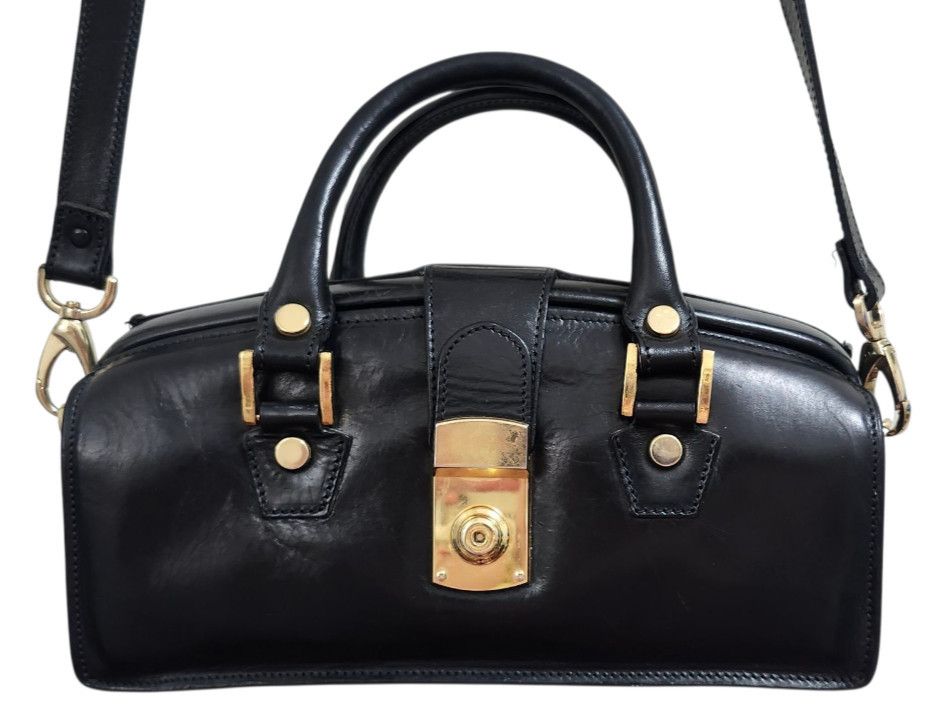 Other Francesco Rogani Black Leather Structured Handbag Gold Size ONE SIZE - 3 Thumbnail