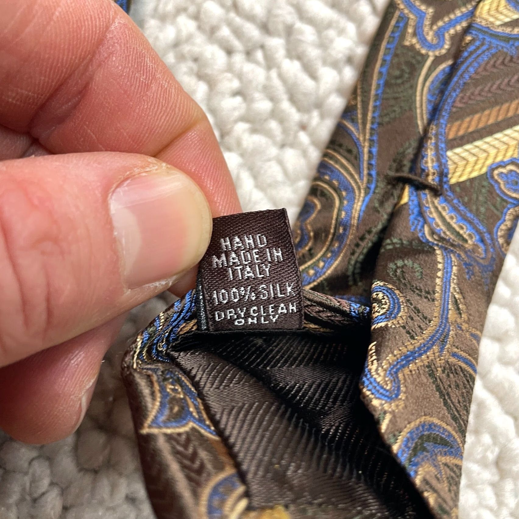 Vintage VINTAGE Santorelli Mens OS Brown Gold Floral Pasiley 100% Silk Designer Classic Necktie Size ONE SIZE - 6 Thumbnail