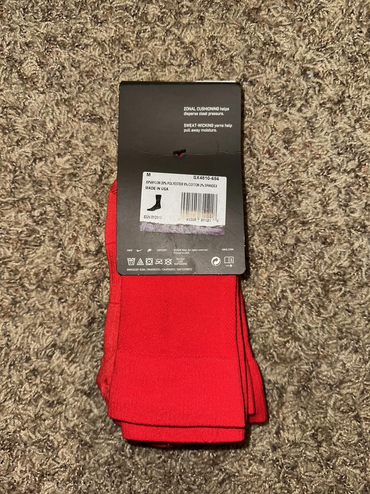 Nike Nike Dry Cushioned OTC Baseball Red Socks Size ONE SIZE - 5 Thumbnail