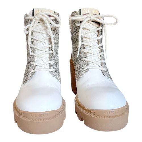 Gucci GUCCI Apollo GG Monogram Combat Boots EU 38 US 8 White Beige Size US 8 / IT 38 - 2 Thumbnail