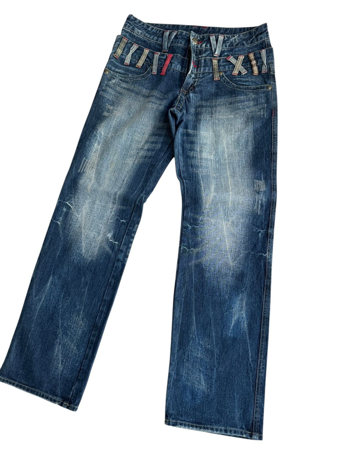 Japanese Brand Vintage Unbranded Distressed Double Waist Denim Jeans Size US 32 / EU 48 - 6 Thumbnail