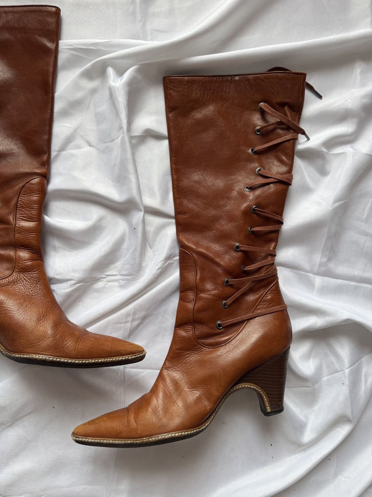 Dries Van Noten Dries Van Noten Vintage Lace Up Knee High Leather Boots Size US 7 / IT 37 - 3 Thumbnail