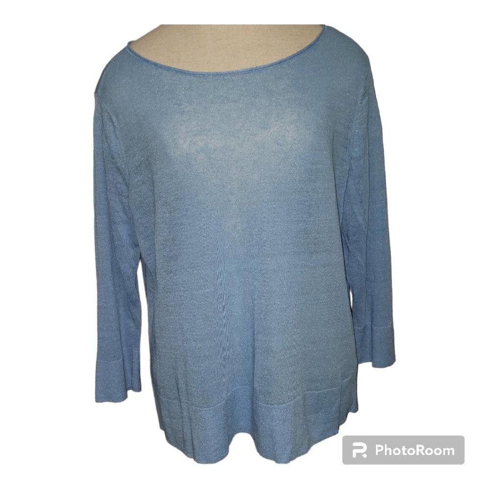 Eileen Fisher CT739 Eileen Fisher Blue Lightweight Long Sleeve Sweater M Size M / US 6-8 / IT 42-44 - 1 Thumbnail