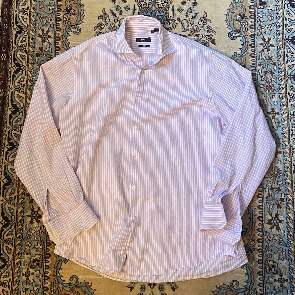 Hugo Boss Hugo Boss Striped Dress Shirt Size US L / EU 52-54 / 3 - 1 Thumbnail