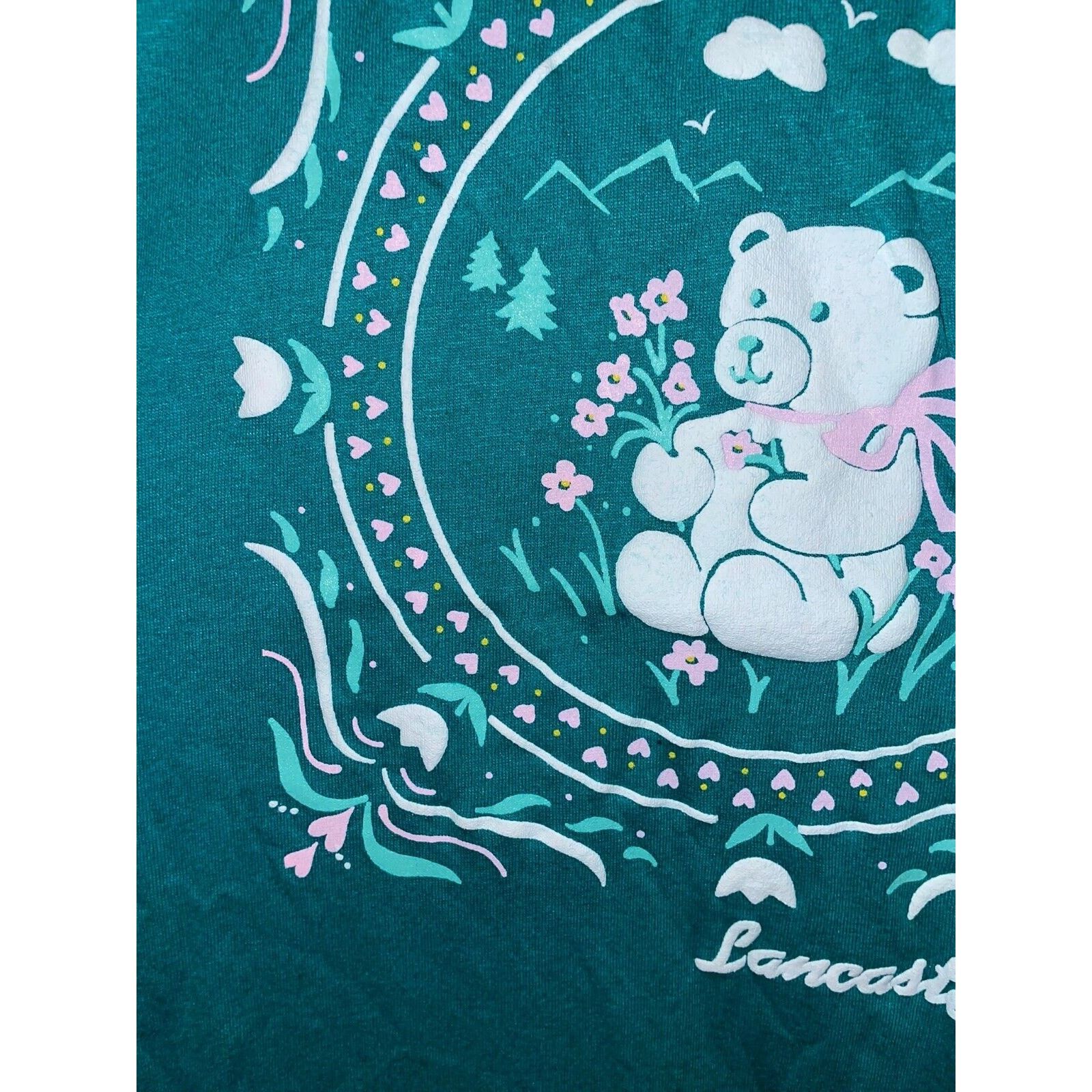 Jerzees Vintage Lancaster Shirt Pennsylvania Tee Teal 1988 80s Large Size US L / EU 52-54 / 3 - 4 Thumbnail