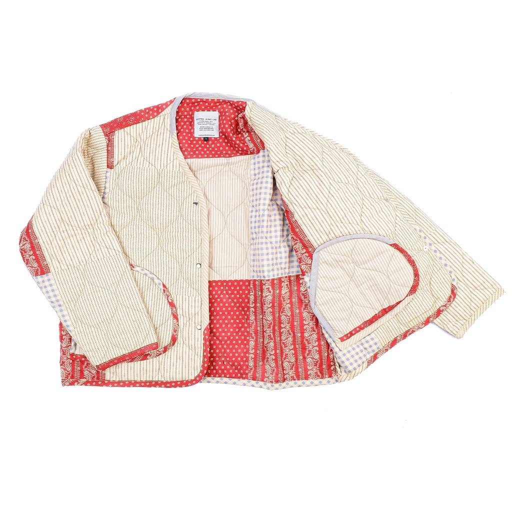 Designer Quillted Collarless Red Jacket Boro Size US L / EU 52-54 / 3 - 4 Thumbnail